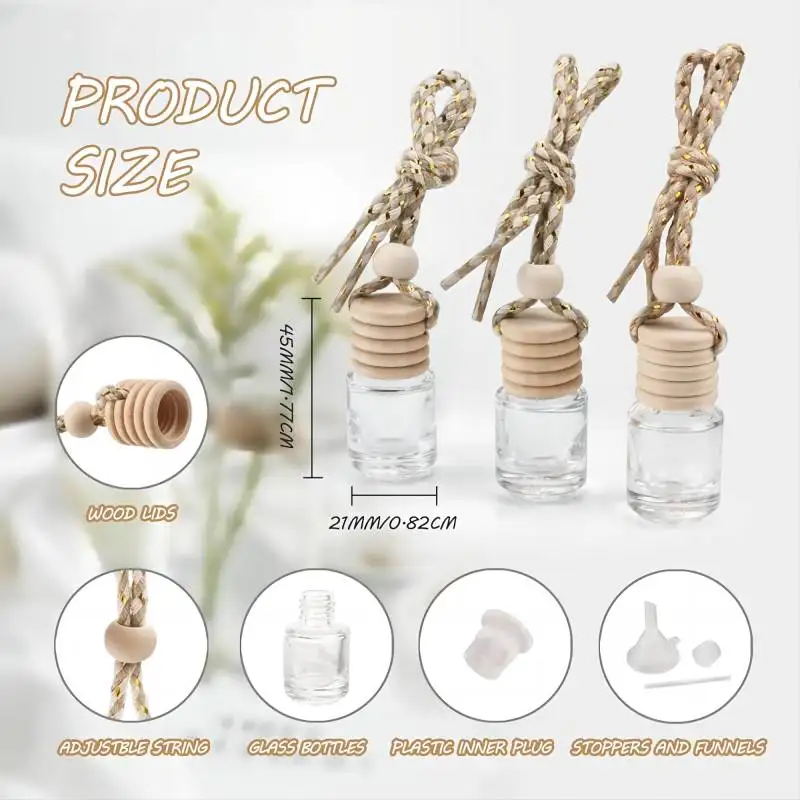 5Ml 10Ml15ml Polymer Clay Car Hanging Perfume Bottle Air Freshener Car Diffuser Glass Bottles