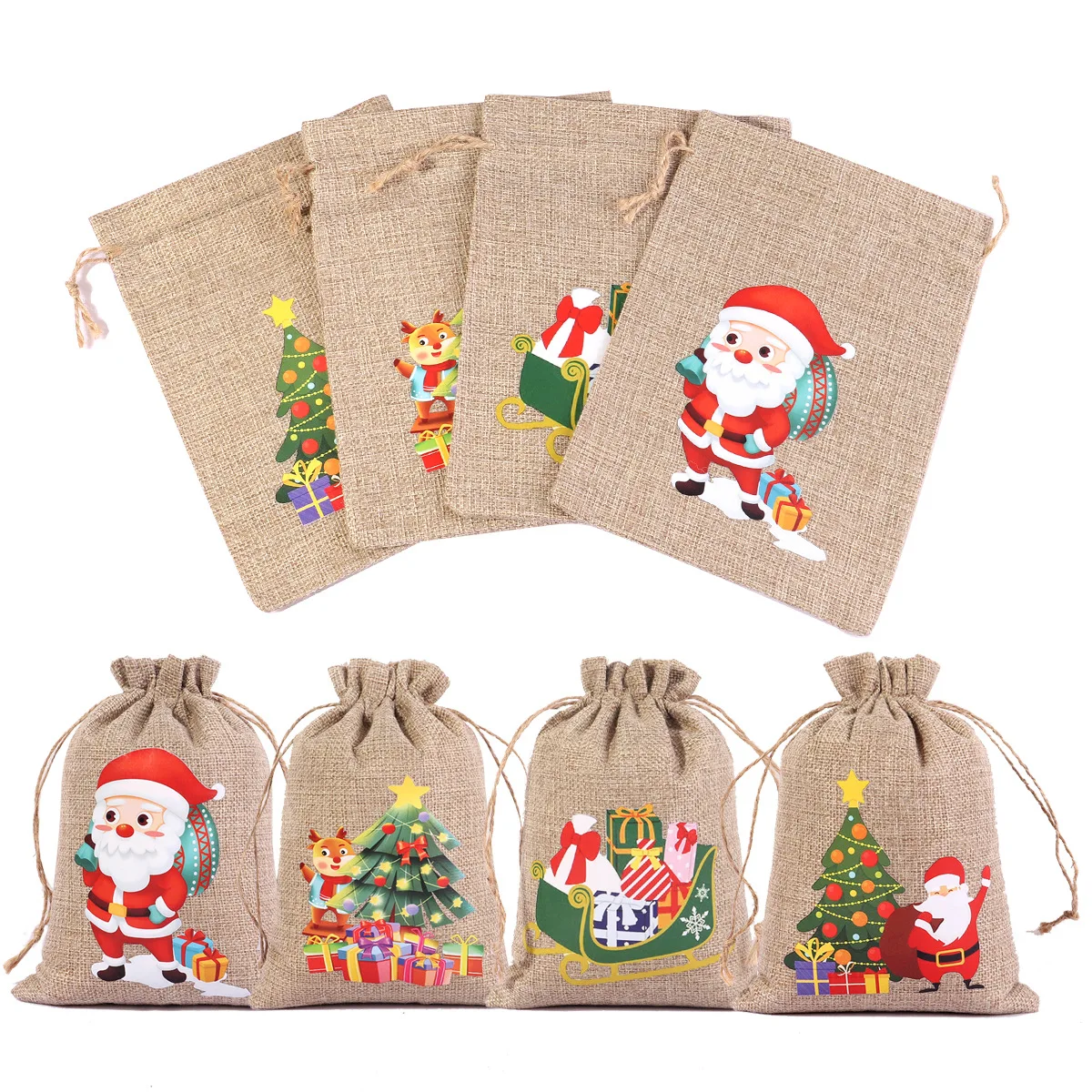 Hot Sale Popular Apple Bag Children Linen Drawstring Apple Bag Merry Christmas Supplies Necessary Christmas Eve Gift Box
