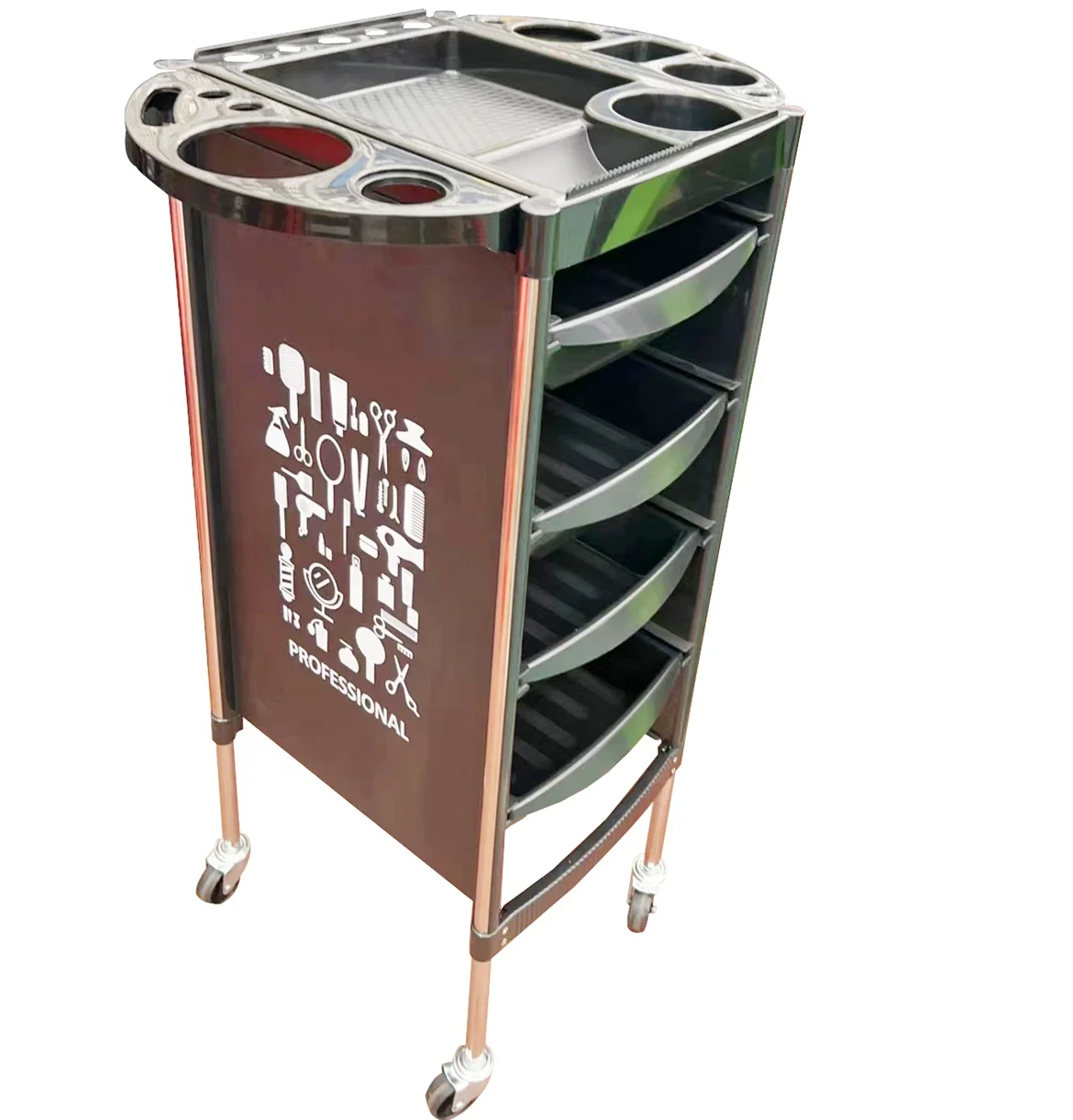 Factory Price Salon Trolley Hair Barber Shop Trolley three Layer Black Hairdressing  Trolley