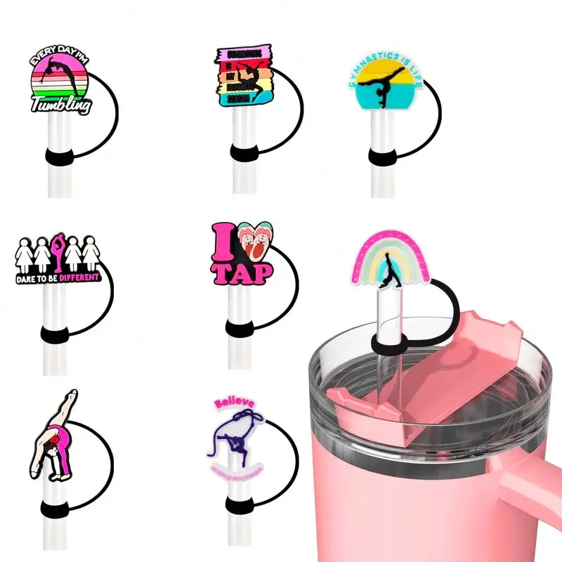 10mm Silicone PVC Tumbler Cups Sport gymnastics Drinking Straw Tip Cover Protectors Straw-topper Kawaii Watermelon Straw Toppers