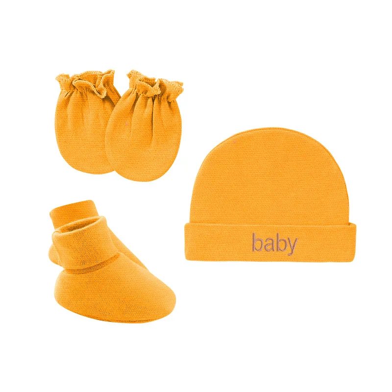 OEM cotton Newborn Knitted Hats and Mittens Striped Blank Baby Turban Beanie Hats for Infant Toddler