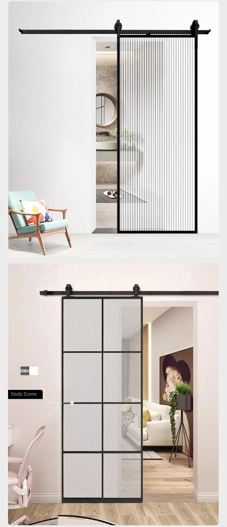 Single Door Wrought Iron Modern Luxury French Door Simple Elegant Design Glass Steel Swing Enter Aluminium Doors
