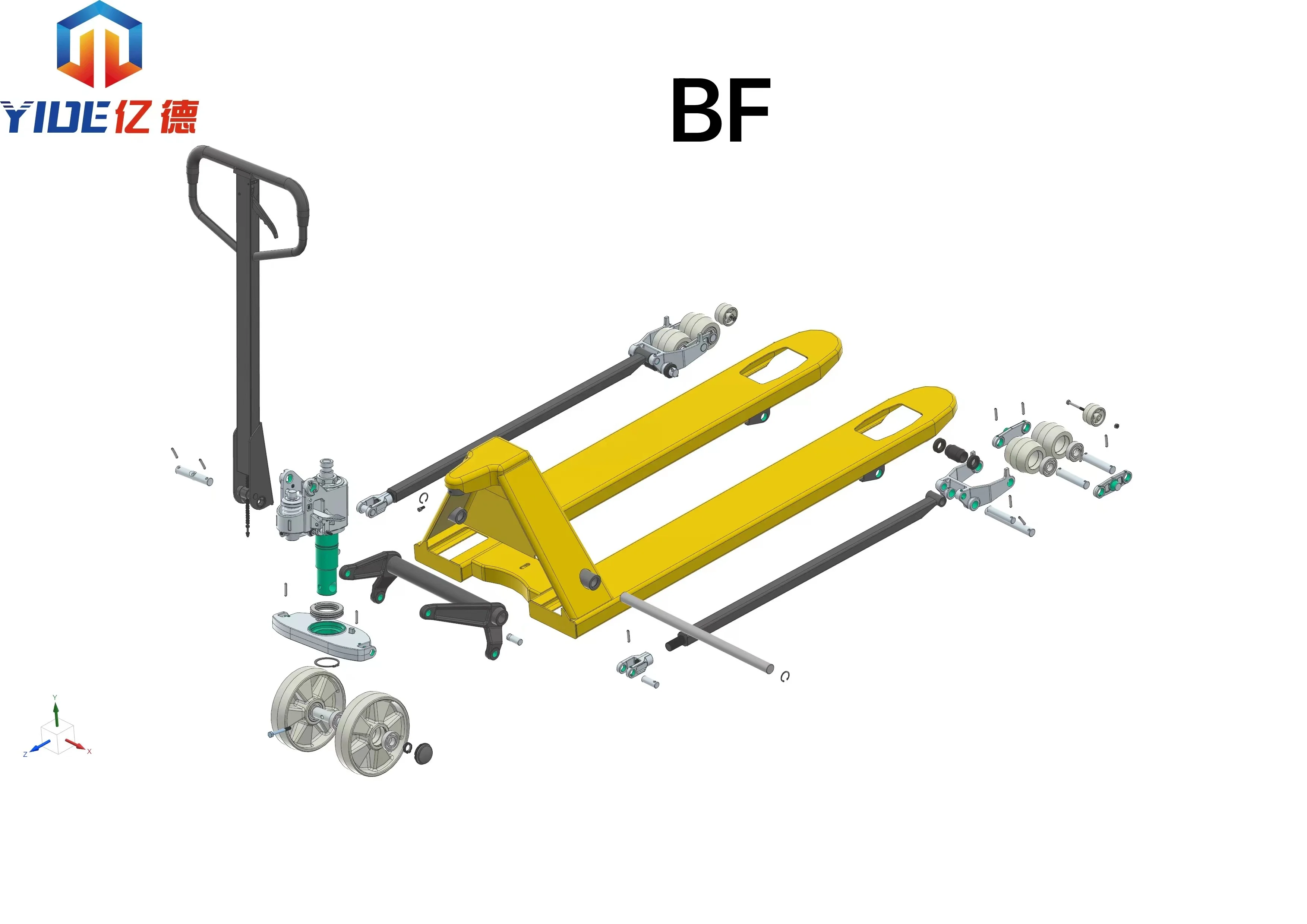 Hydraulic Manual Forklift Hand Pallet Jack 2500kg Hand Pallet Truck BF Push Rod