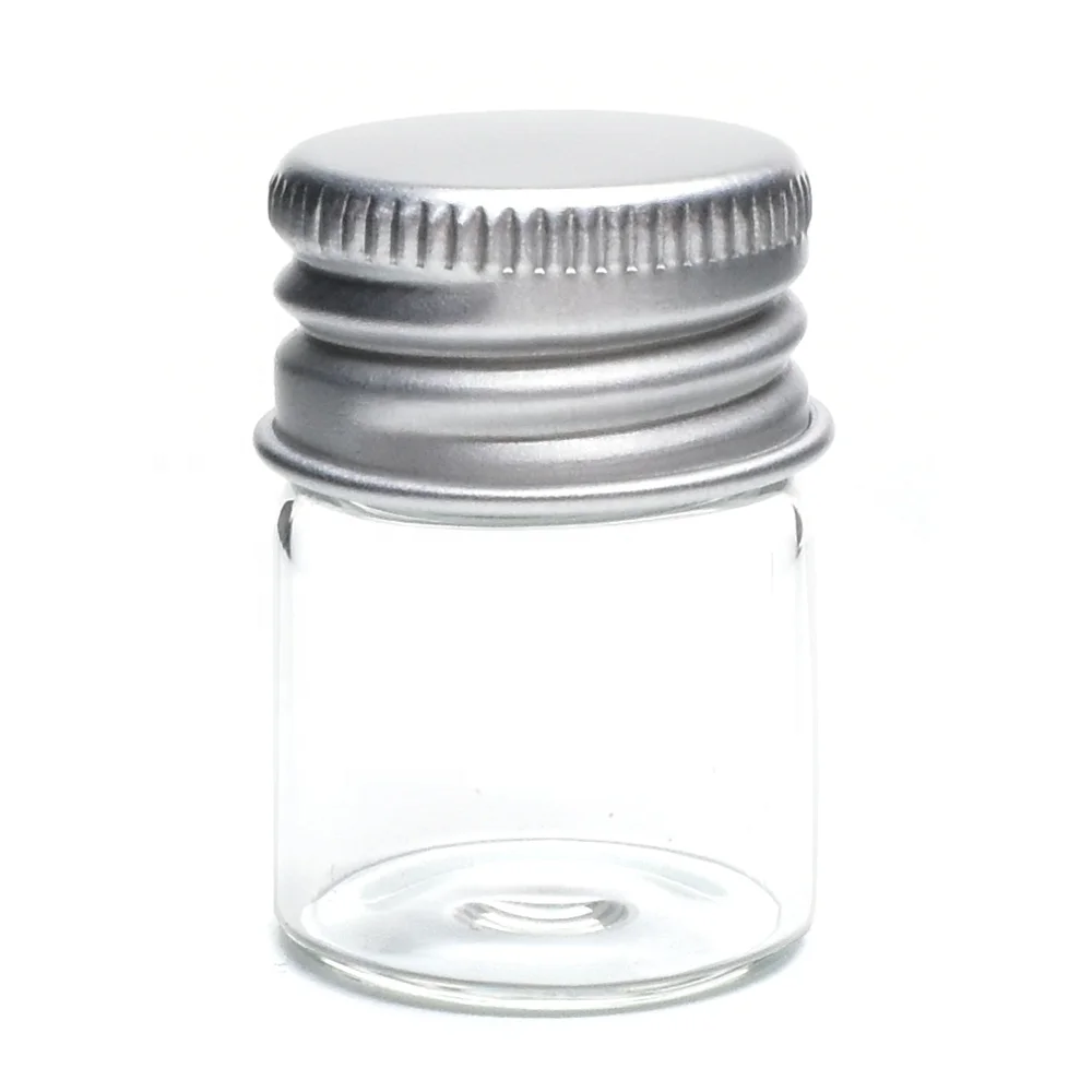 MIni glass test tube 5ml 6ml 8ml 10ml 12ml 15ml 20ml 25ml 30ml clear glass storage vial bottle with aluminium screw cap