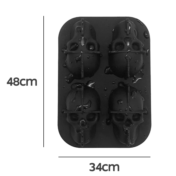 Amazon Hot Sale Custom Ice Ball Mold Silicone 3D Ghost Head Shape Ice Cube Mold