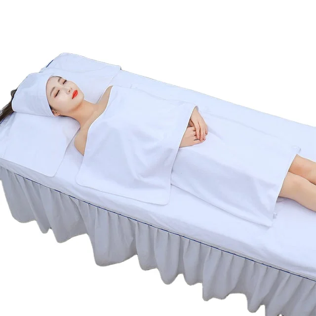 High end beauty salon spa towel customized spa towels set dobby style jacquard logo body face