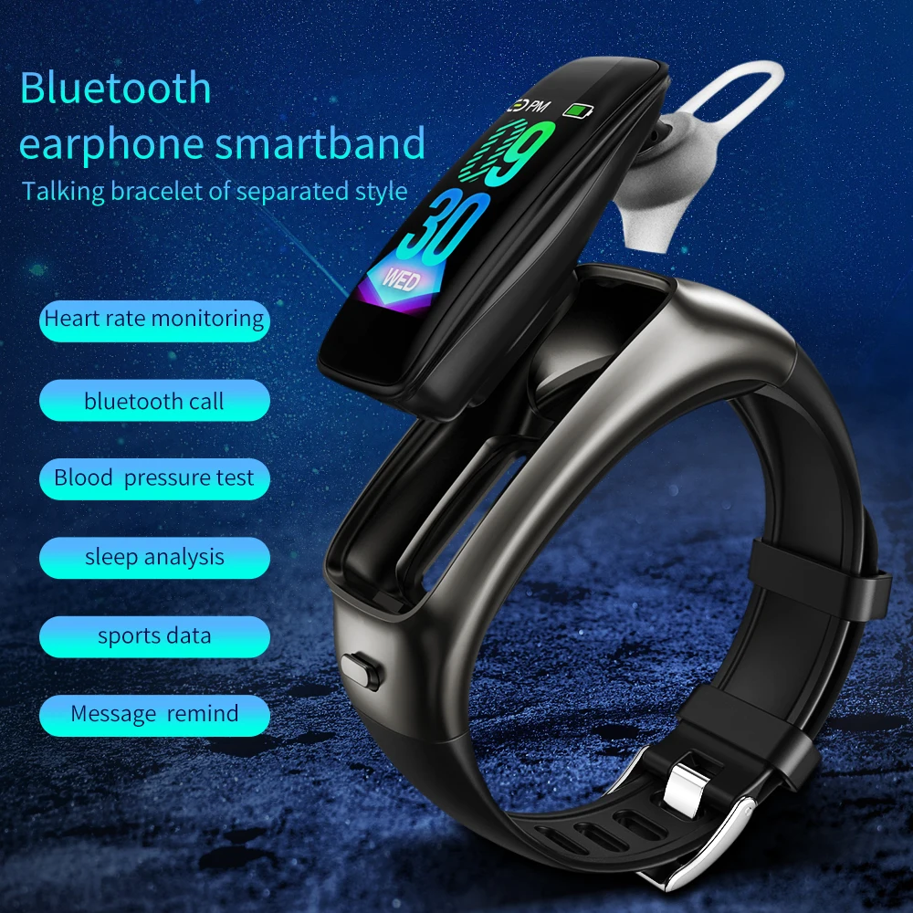 2023 New Bt02 Bt Headset Bracelet Tft Screen Call Music Heart Rate Monitoring Smart Smartwatch