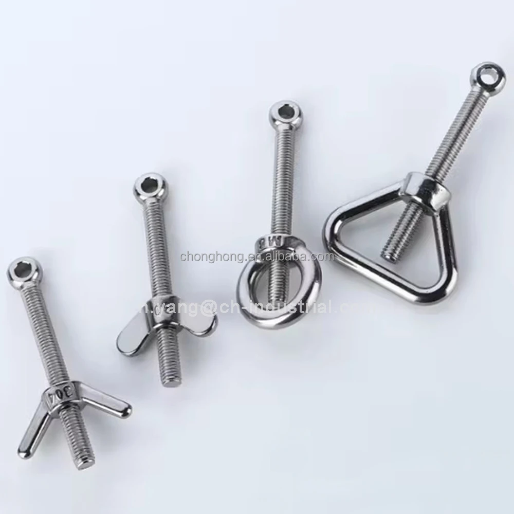 304 stainless steel Aluminum Metal Swivel Articulated Butterfly Screws Eye Bolt with Wing Nut Hot Sales Wingnut Assembly kit