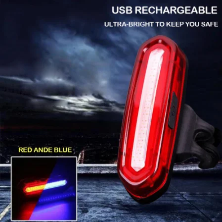 Велосипедный задний фонарь водонепроницаемый светодиодный зарядка через USB для горных
