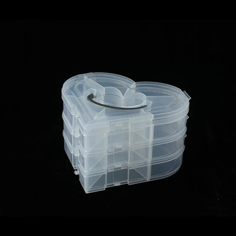 Fashion Design Large Love Heart Three-layer Multi-grid Jewelry Box With Portable Rubber Band Hairpin Storage Desktop