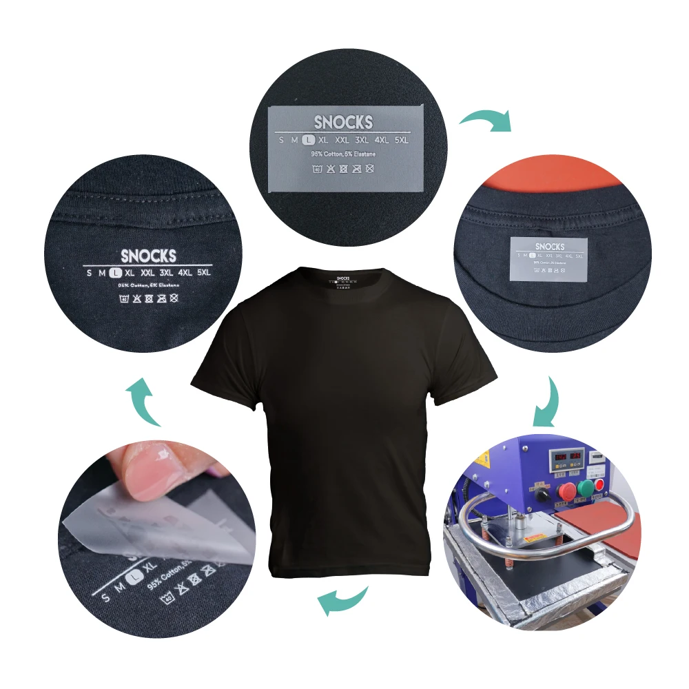 Custom private clothing design logo print woven label for heat transfer