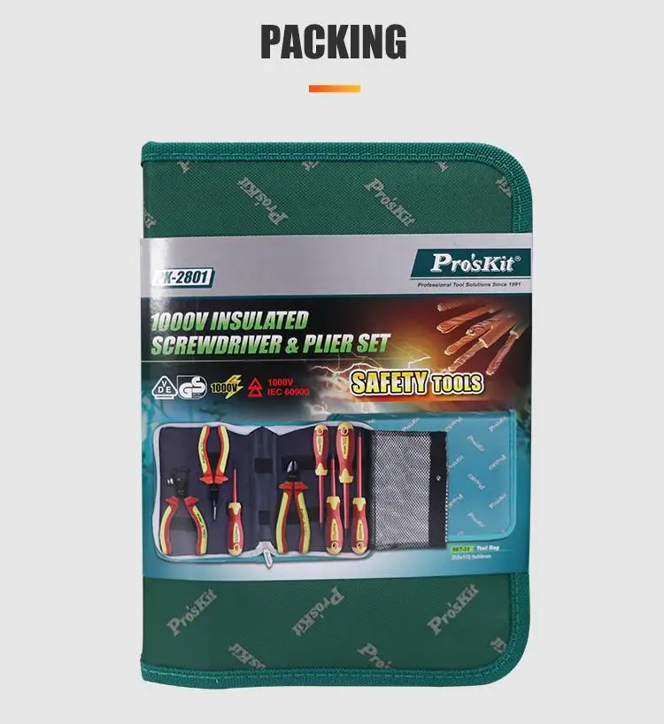 Proskit PK-28011000V Insulated Screwdriver & Plier Set for High voltage electrical New energy vehicles Charging repair station