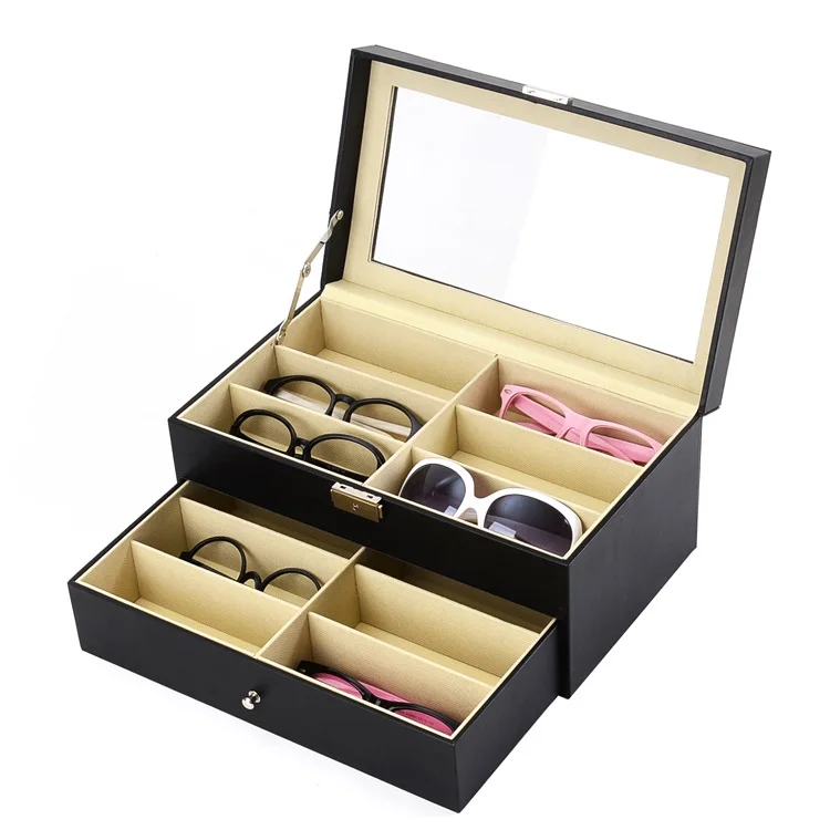 3 Layer 18 Slots Eyeglass Sunglass Storage Watch Box Eyewear Accessories Display Glasses Storage Case Organizer
