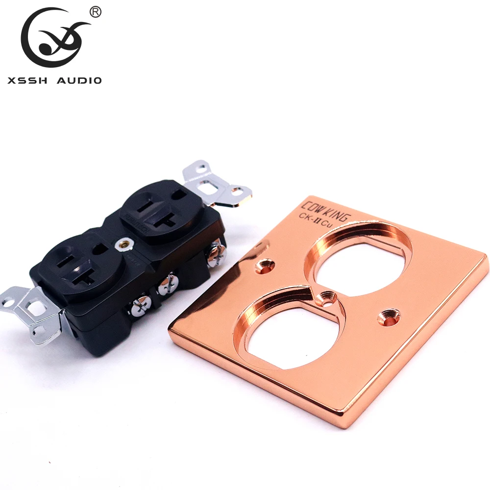Bare Copper Wall Plated Electric Outlet box XSSH HIFI OEM ODM US Version NEMA 2 receptacles Power Socket For Amplifier Subwoofer