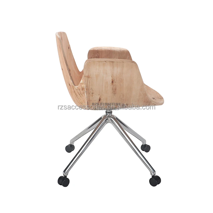 Aluminum Leg Office Chair with Wheels Wood Metal Parts for Home Hotel Villa Gym Use-Multi-Application Furniture for Living Room