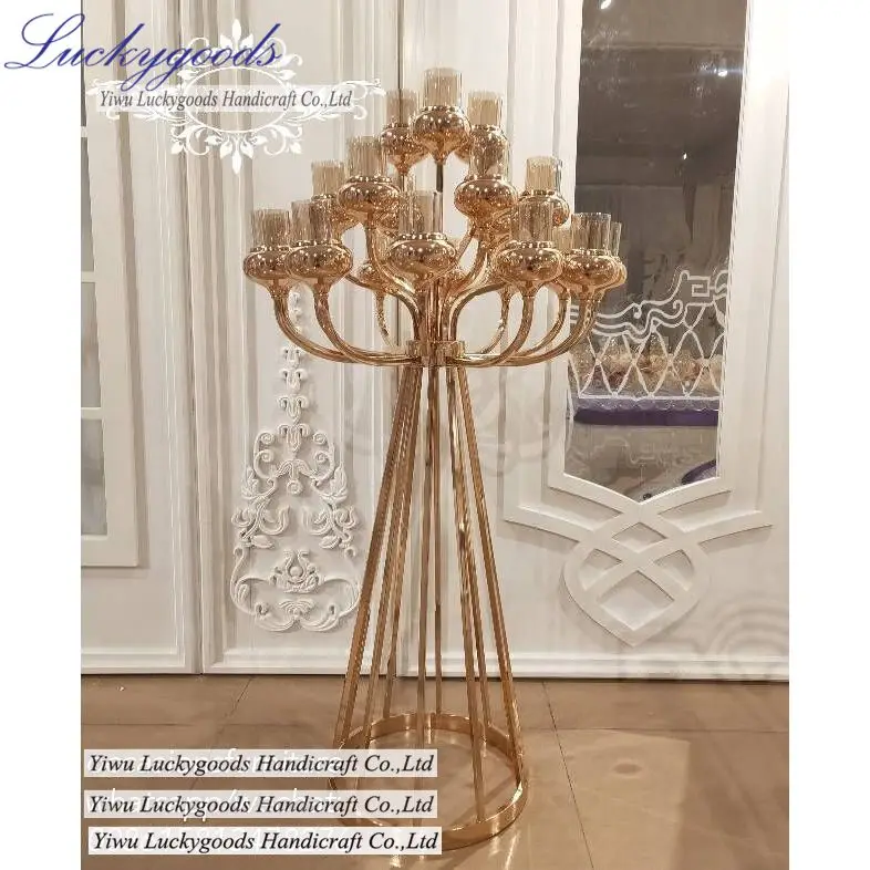 LG20181227-6 new product 21 arms decoration crystal candelabra wedding table centerpiece glass candle holder