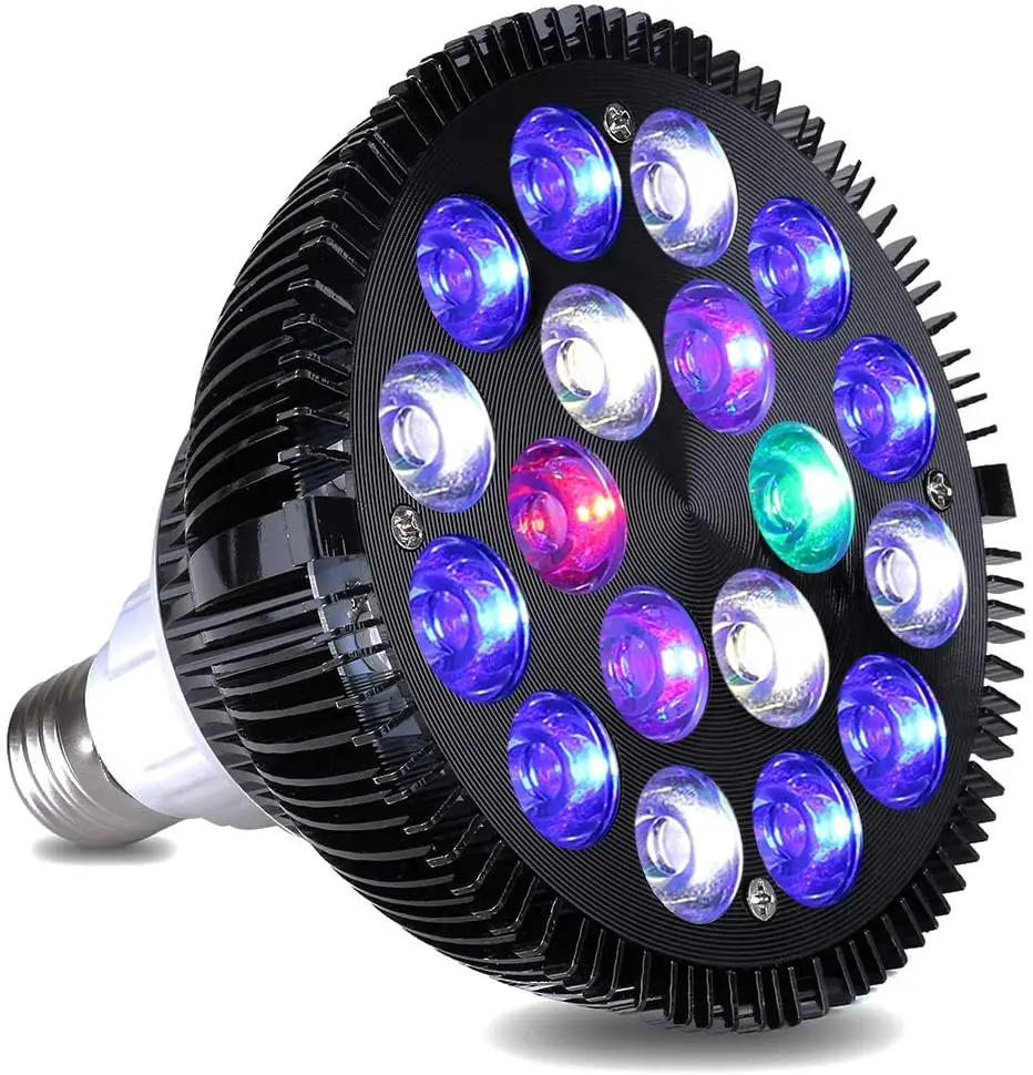 Full Spectrum E27 E26 LED Aquarium Light Bulb 18W Fish Tank Bulb for Coral Reef Saltwater Tank Plants Growth