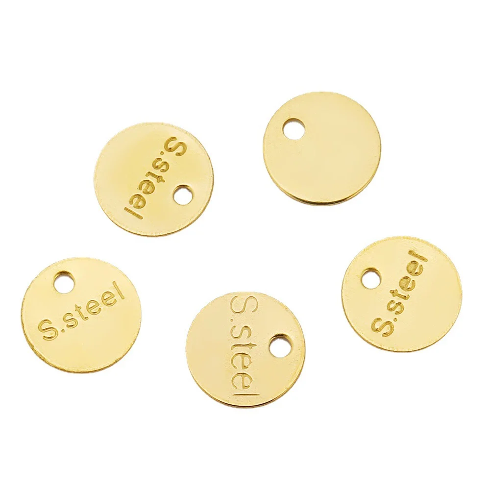 2023 brand logo jewelry tags 18k gold plated necklace bracelet charms pendant stamped stainless steel logo tag for diy jewelry