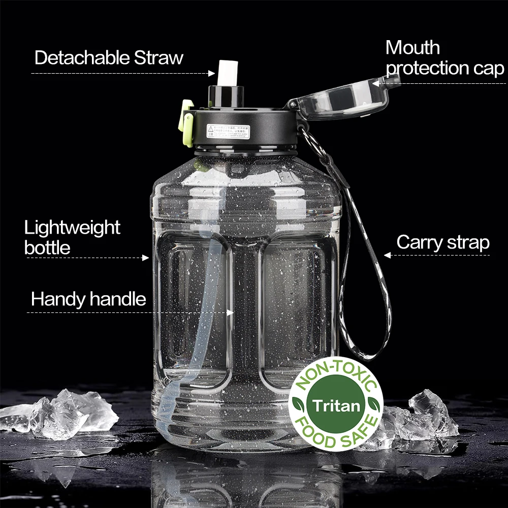 2.2 L  Large Water Tritan Sports Running Plastic Bottle Gym Jug Custom Logo BPA Free Leakproof for Fitness Bottles Gallon Jugs