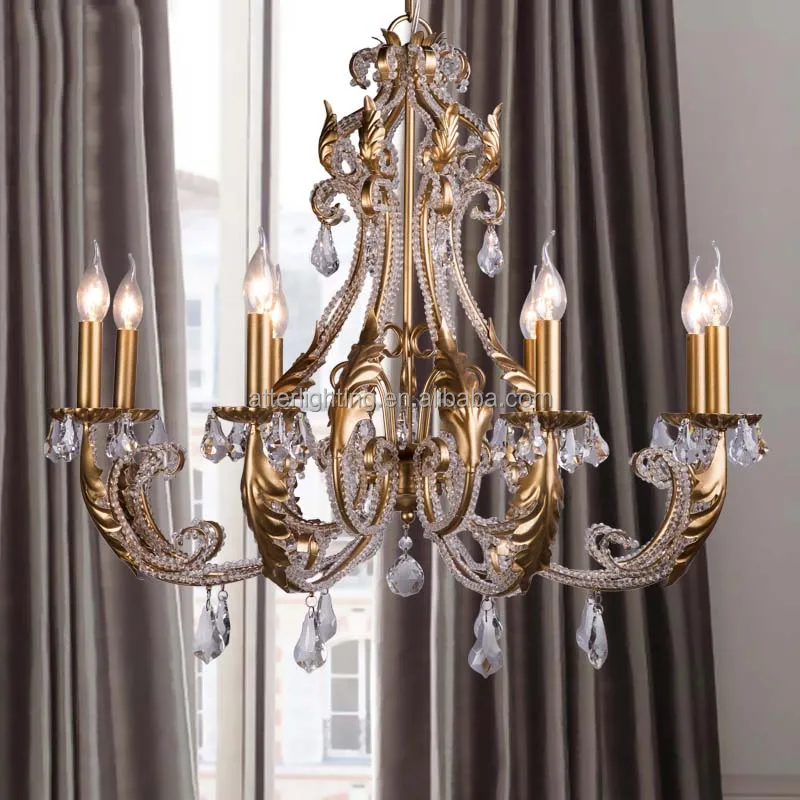 Традиционная 8-световая Свеча для виллы отеля кухни столовой гостиной спальни декоративная люстра с хрустальными бусинами