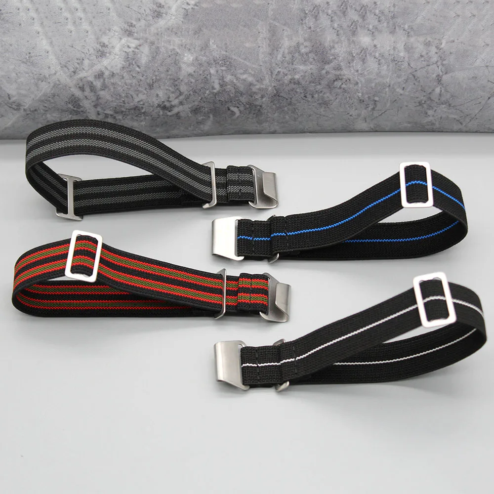 High Quality Marine French Force DNC Strap Watch Band 20mm 22mm Stretch Elastic Parachute Watch Strap