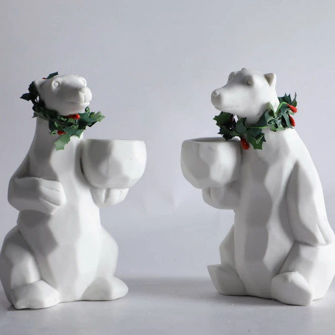 Белая глазурованная пивная фарфоровая статуэтка медведя настольное керамическое животное внутреннее украшение для дома