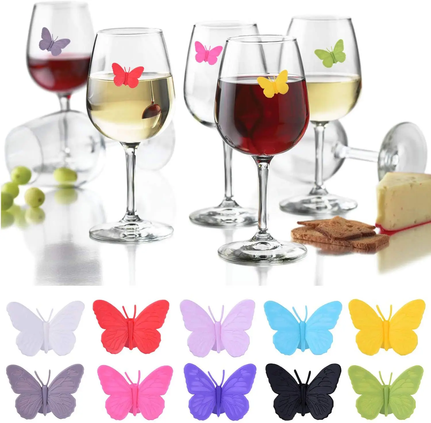 Markers Silicone Clip Wine Glass Marker Hot Sale Colorful Glass Bar Accessories Apply for All Standard Red Wine Cup