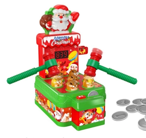 FiveStar Christmas Season Gift Whack A Mole Game With Music Educational Interactive Pounding Toy 2 Players Battle Toys for kids