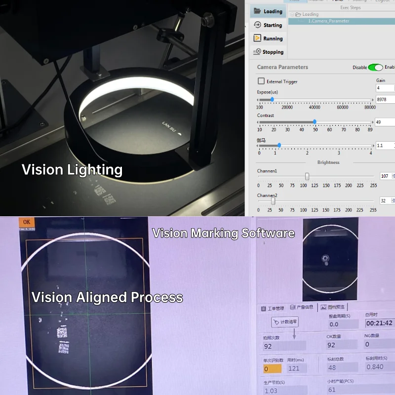3W 5W UV laser marking machine with visual CCD positioning system automatic Identification uv vision laser marking machine