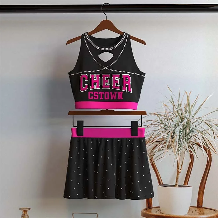 Suppliers Custom Logo Cheerleader Costume Pink Comfortable Kids Dance Shorts and Bra