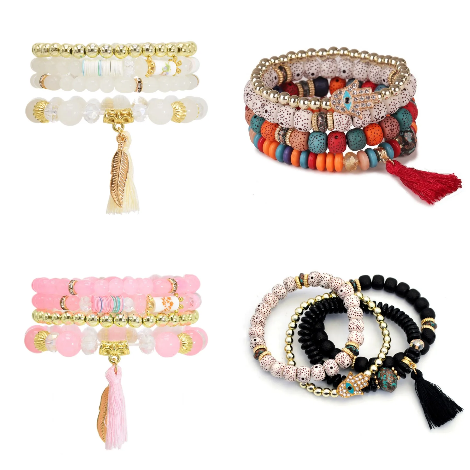 New Bohemian Style Jewelry Handmade Bead Bracelet for Women Girls Fashion Colorful Set Beaded Bracelets