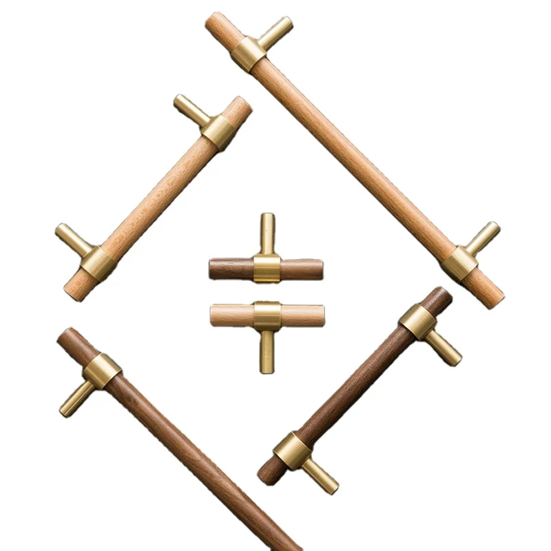 Hoone Luxury Kitchen Cabinet And Bathroom Drawer T Bar Wooden Gold Brass Handle