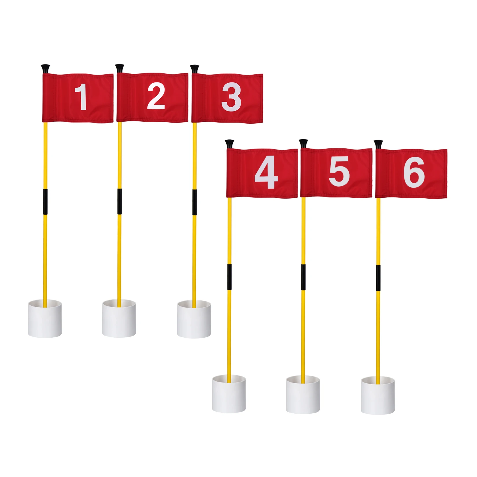 
3Foot Fiberglass 2-section mini Golf Flagsticks for Backyard, 6-pack 