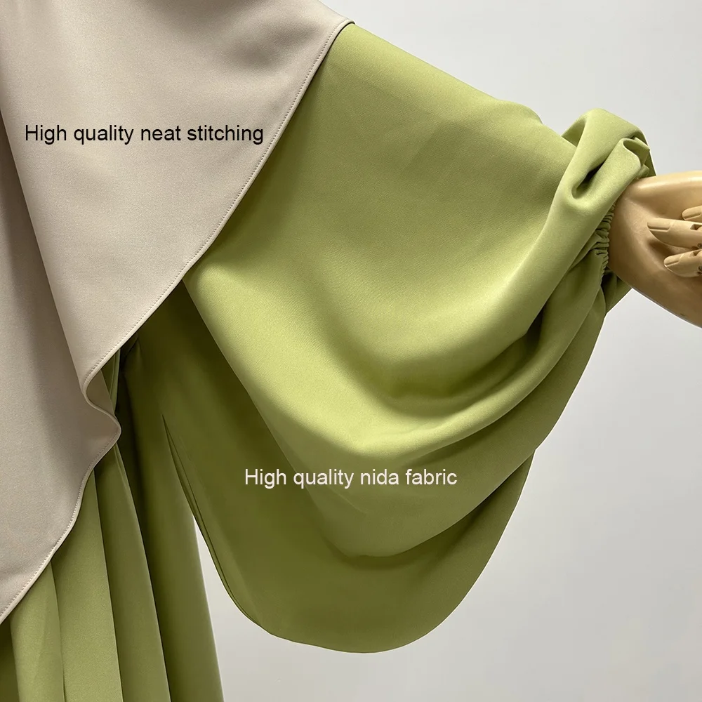 2 Piece Set Abaya With Khimar New High Quality Nida Modest Fashion Women Muslim Dress Hijab Dubai EID Ramadan Islamic Clothing