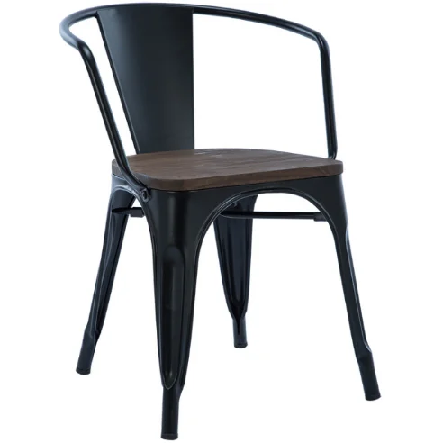 
Wholesale high quality dinning metallic lowback metal chair with wood pad restaurant dining chair 