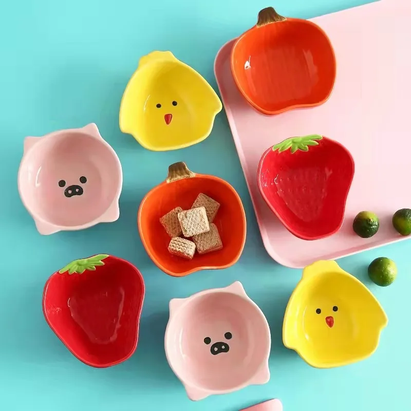 Nordic 13cm Fruit Ceramic Sauce Dish Kitchen Home Decorative Small Dishes Plates Porcelain Dinnerware for Wedding