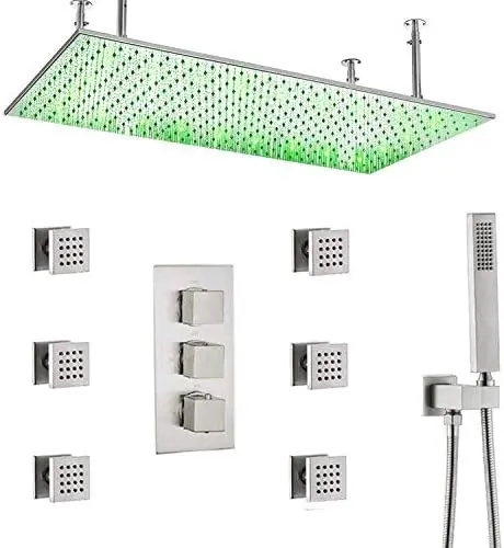 Brushed Nickel  Mist and Rain Waterfall couple LED romantic showers music Showet system Set