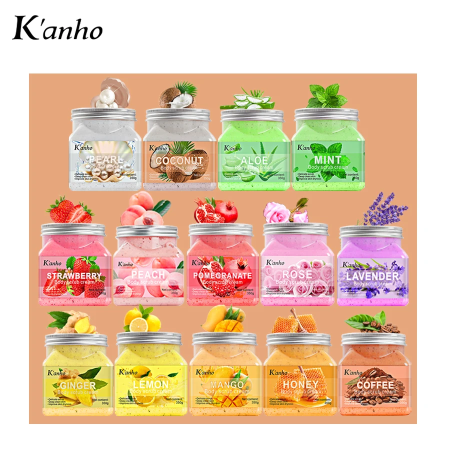 Kanho Coconut bath scrub Natural Whitening sugar body scrub Exfoliating Ice Cream Facial Organic Skin Care Fruit Salt Ocean