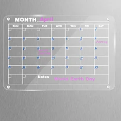 Custom Printing Clear Magnetic Acrylic Wall Calendar Board