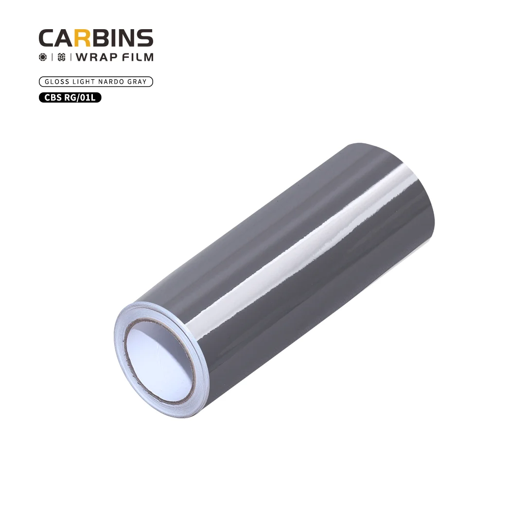Carbins Brand Glossy Series Car Wrap For Full Body 18 meters Free Bubble Stretch Light Nardo Gray Vinyl Film