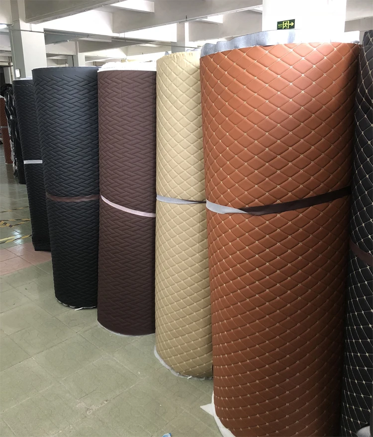 PVC Car Interior Nonwoven Check Faux Synthetic Fabric Leather Foam Car Back Seat Cushions