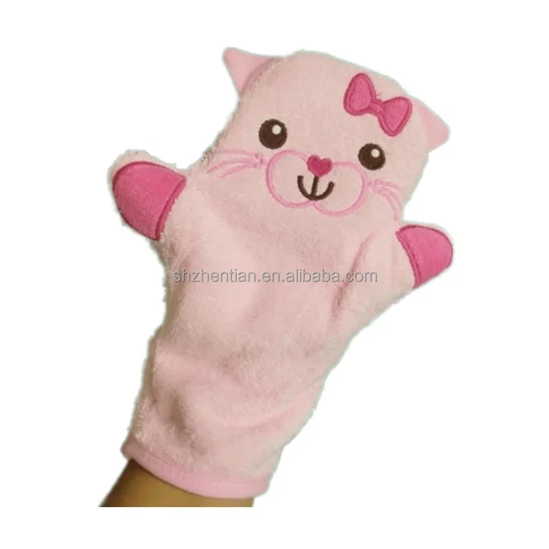 Baby Bath Gloves Exfoliating Cute Cartoon Kids Bath Mitt Hand Puppet Shower Bath Wash Gloves with Animal Design Body Available