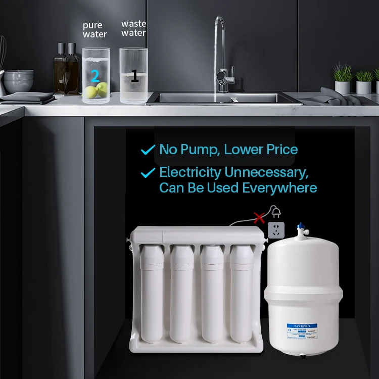 NSF CE Certified 3.5G Tank Under Sink No Electricity Household Reverse Osmosis Water Filter RO Water System Home Use