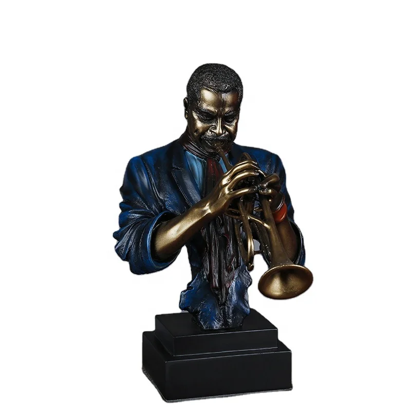 Modern Color Painted Resin Art Home Decor Musician Sax Player Bronze Bust Statues Table decor ornament