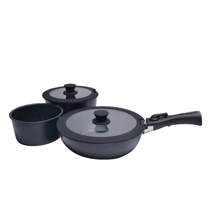 Wholesale High quality Maifan stone removable kitchenware cookware set nonstick utensils set kitchen cookware
