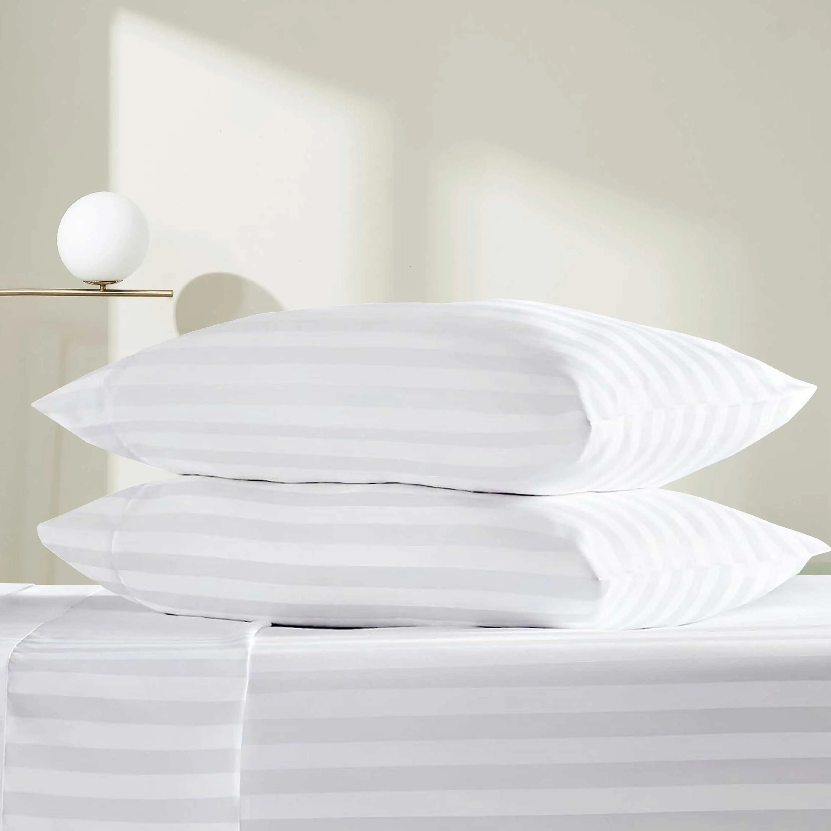 Collection hotel quality white satin stripe Luxury cotton bed Sheets set Factory wholesale multi-purpose