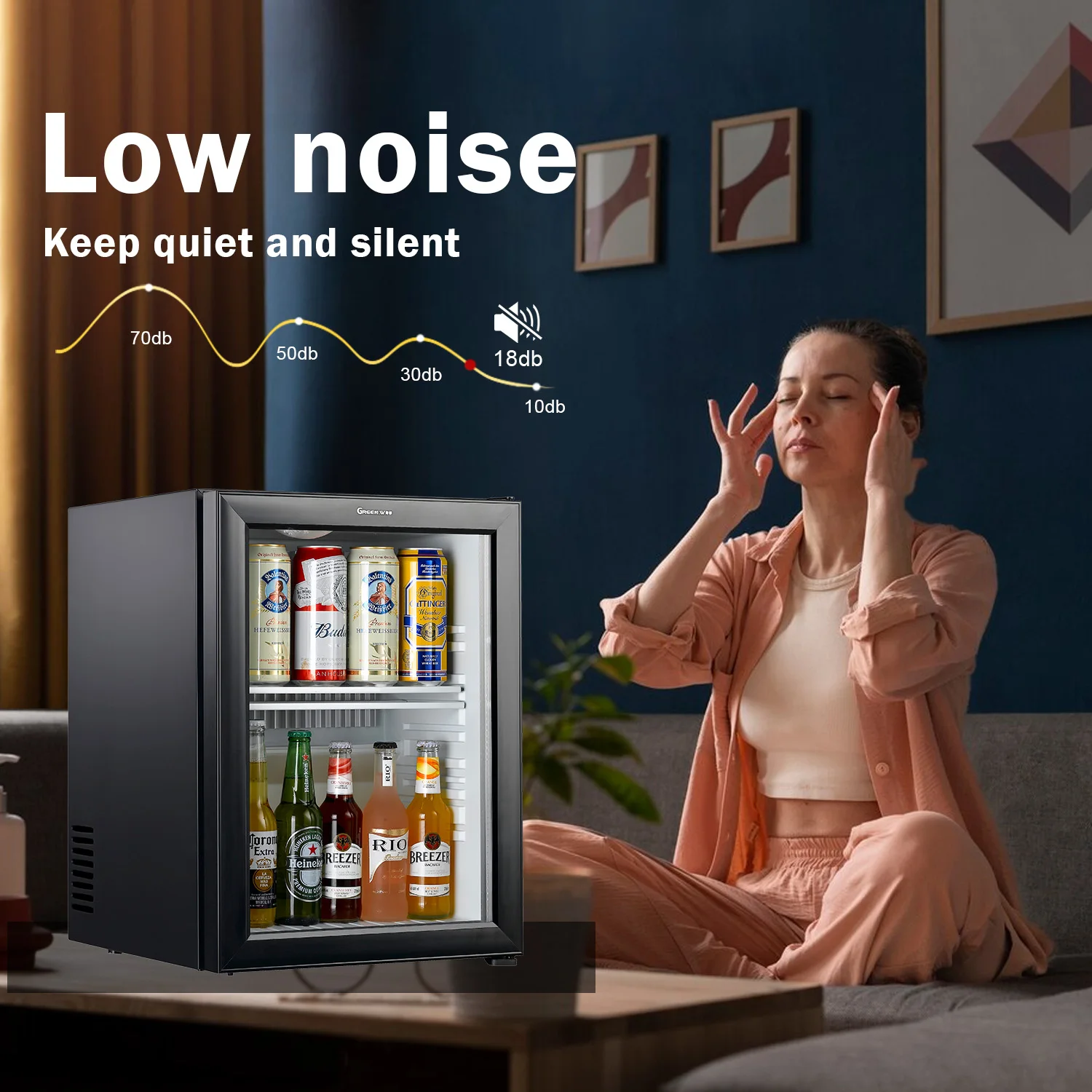 Small silent refrigerator standalone beverage mini refrigerator front glass door counter beverage cooler small freezer