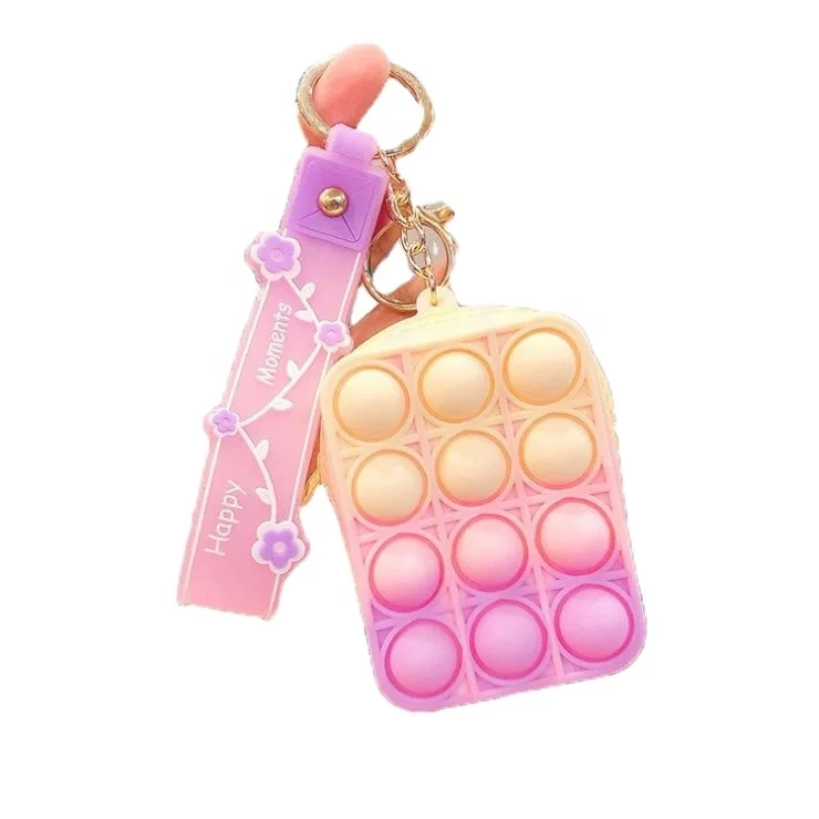 HT New Silicone mini Soft Wallet Bags popping Push it Coin purses bag handbags pouch fidget toys