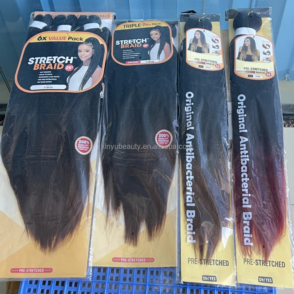 3x ghana braiding hair pre stretched x7 braiding hair synthetic extensions grey crochet braiding hair