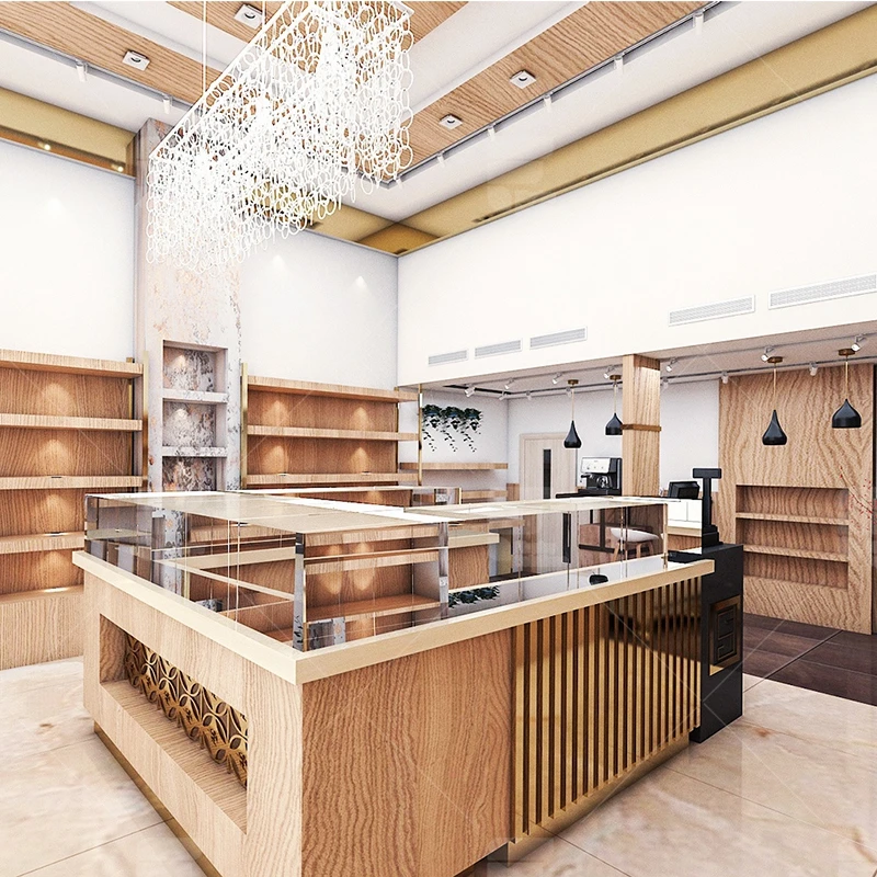 Luxury Wooden Retail Chocolate Display Furniture Chocolate Store Design Desserts Nuts Food Custom Chocolate Showcase